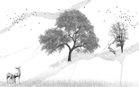 电视麋鹿新背景墙 分层文件 