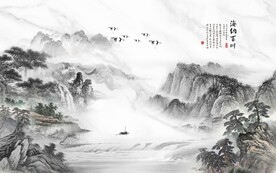 中式新简约山水画 文件分层画