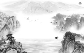 新品新中式山水图 文件分层画