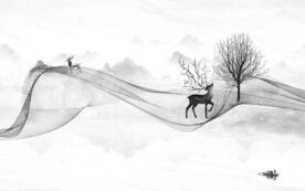 简约新中式山水图 文件分层画