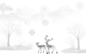 麋鹿 电视新背景墙 分层文件 