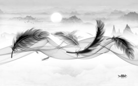 羽毛 高清山水画 文件分层画 