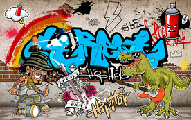 个性砖墙欧美涂鸦英文工装背景墙