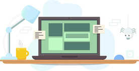 矢量办公桌上电脑