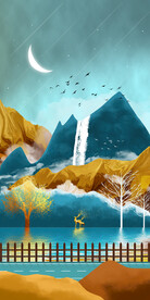 画芯 挂画 三联画 背景墙 水