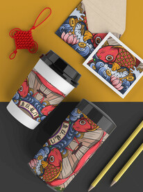 国朝手绘鱼跃龙门