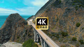 航拍摩托车经过大桥