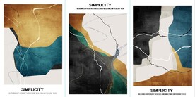 北欧风抽象金色水墨油画装饰画