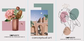 莫迪兰抽象建筑花瓶装饰无框画