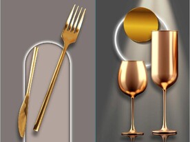 晶瓷金色刀叉酒杯餐饮装饰画