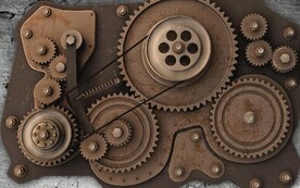 复古工业风机械齿轮餐饮背景墙