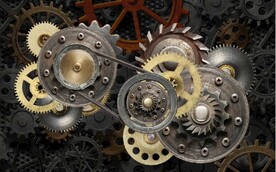 复古工业风机械齿轮餐饮背景墙