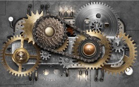 复古工业风机械齿轮餐饮背景墙