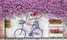 欧美田园风自行车花墙背景墙