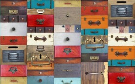 欧美风复古木抽屉把手电视背景墙