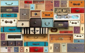 欧美风复古木抽屉把手电视背景墙