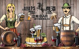 我有酒你有故事酒吧餐饮背景墙