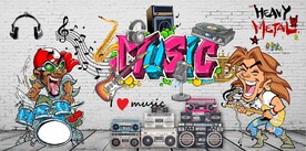 欧美风3D音乐人物KTV背景墙