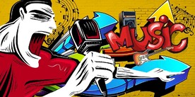 欧美风3D涂鸦音乐KTV背景墙