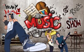 欧美风3D嘻哈摇滚KTV背景墙