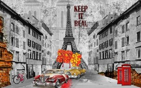 复古英伦风建筑风景餐饮背景墙