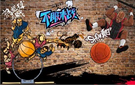 复古怀旧篮球扣篮体育馆背景墙