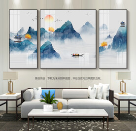 新中式装饰画客厅三联画挂画壁画