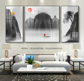 水墨山水挂画客厅装饰画玄关挂画