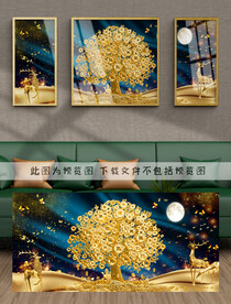 麋鹿发财树装饰画