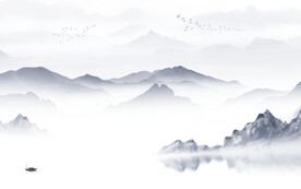 最新 中式新山水画 文件分层画