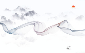 人气 中式新山水画 文件分层画