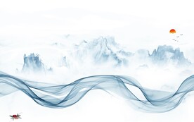 现代 中式新山水画 文件分层画