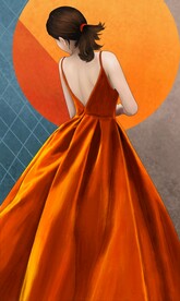 爱马仕橙色美女装饰画