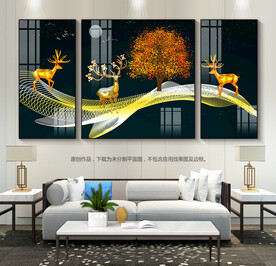 客厅装饰画三联画玄关挂画晶瓷画