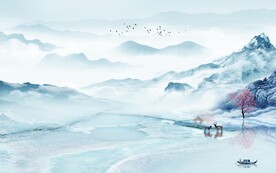 简约现代中式山水 文件分层 