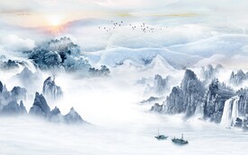 中国风现代中式山水 文件分层 