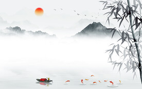 竹子客厅山水新画 文件分层 