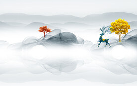 高档 高清新山水画 文件分层画