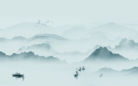 中式高清新山水画 文件分层画