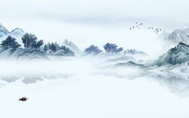 客厅高清新山水画 文件分层画