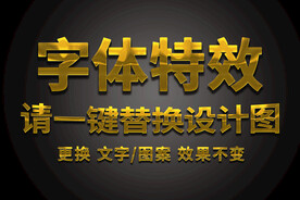  立体黄金金属纹理字体特效