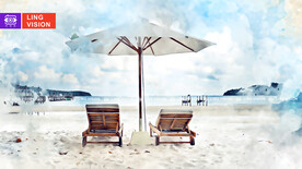 海边沙滩休闲躺椅