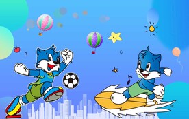 儿童房背景画蓝猫