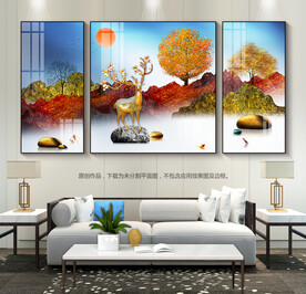 轻奢客厅装饰画沙发背景画挂画