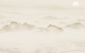 别墅新款山水墙画 文件分层画