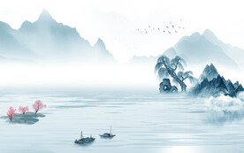 最新新款山水墙画 文件分层画