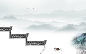 徽派新款山水墙画 文件分层画