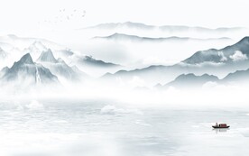 中式新款山水墙画 文件分层画