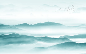 新中式客厅意境山水 文件分层 