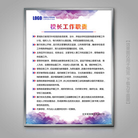 水墨风校长工作职责岗位责任展板